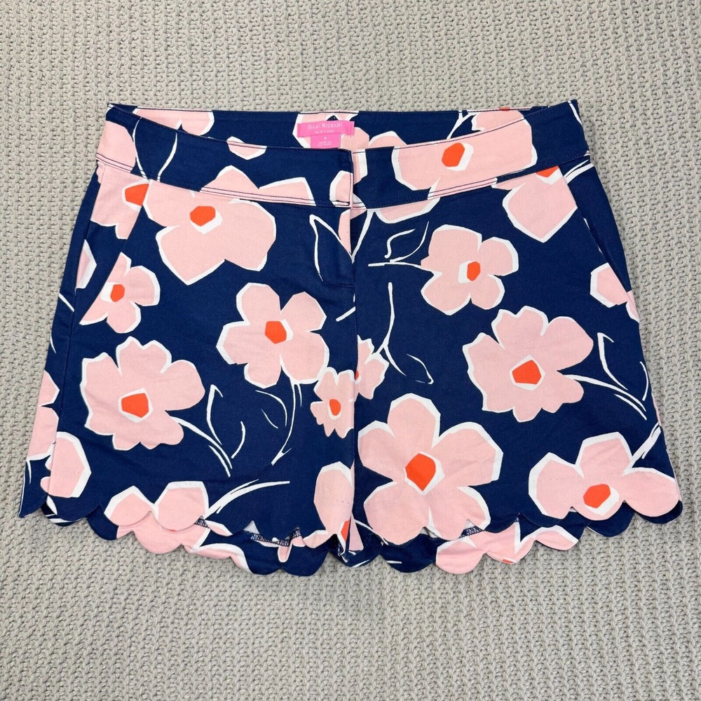Isaac Mizrahi Floral Scalloped Hem Shorts 8 Chino Tropical Beach Feminine Resort
